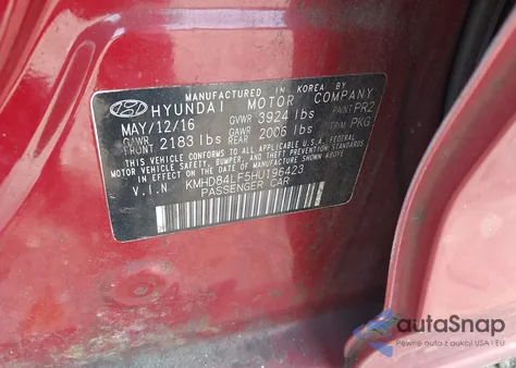 2017 Hyundai Elantra Se from USA, damaged, VIN KMHD84LF5HU196423